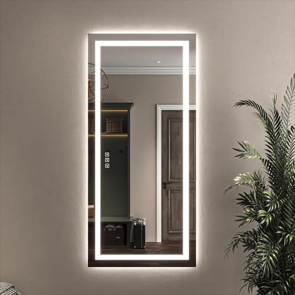 ORGANNICE 32 in. W x 72 in. H Wall-mounted Full-Length Mirror, LED Light Full Body Mirror Dresser Mirror