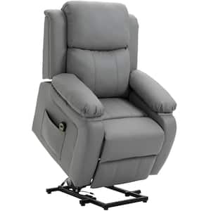 Living Room Grey Power Lift Chair, PU Leather Electric Recliner Sofa Chair for Elderly with Remote Control