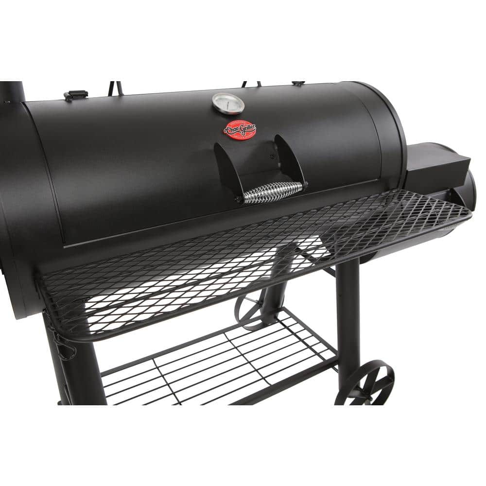 Black Heavy-Duty Steel Barrel Charcoal Grill with Smoker