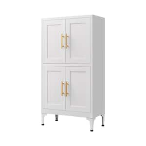 23.62 in. W x 11.81 in. D x 44.49 in. H White Metal Freestanding Linen Cabinet with Adjustable Shelves