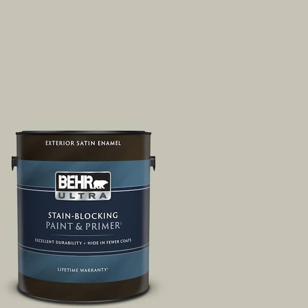 BEHR ULTRA 1 gal. #BNC-04 Comforting Gray Satin Enamel Exterior Paint & Primer