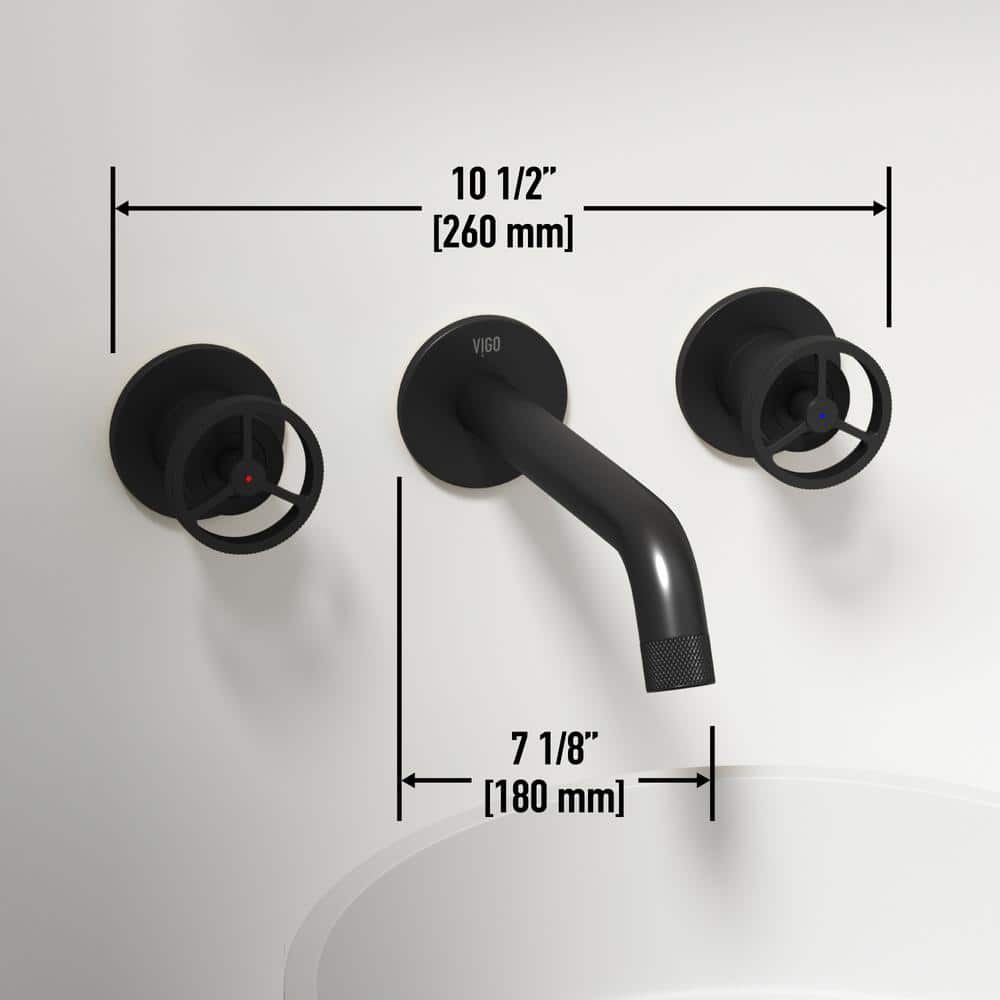 Cass Industrial-Chic Matte Black Nickel Wall Mount Bathroom Faucet