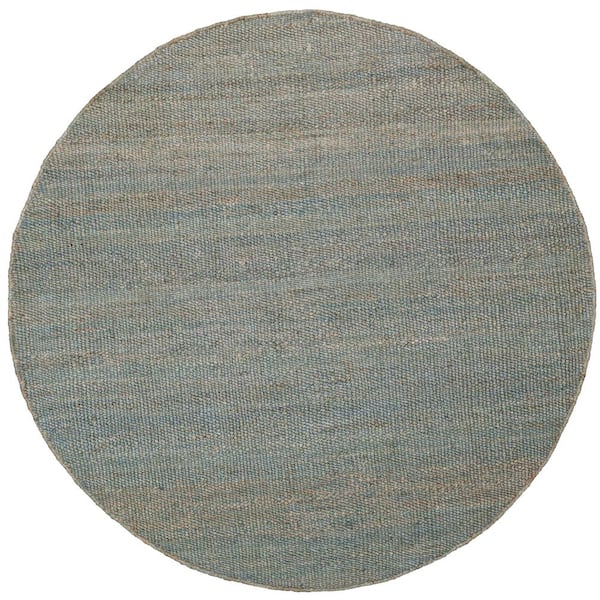 SAFAVIEH Natural Fiber Blue 4 ft. x 4 ft. Gradient Solid Color Round Area Rug