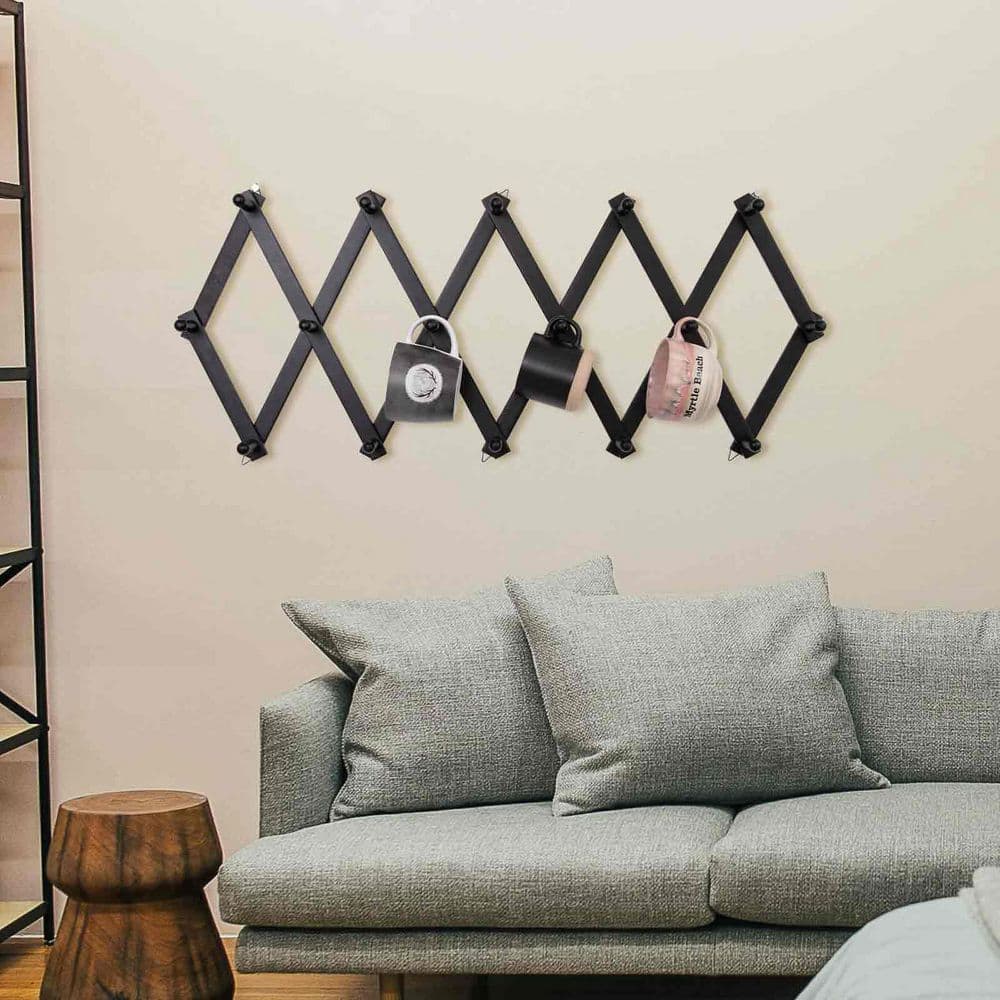 Angel Sar Expandable Wall Hat Holder with 16 Hooks, 16 in. Wooden Coat ...