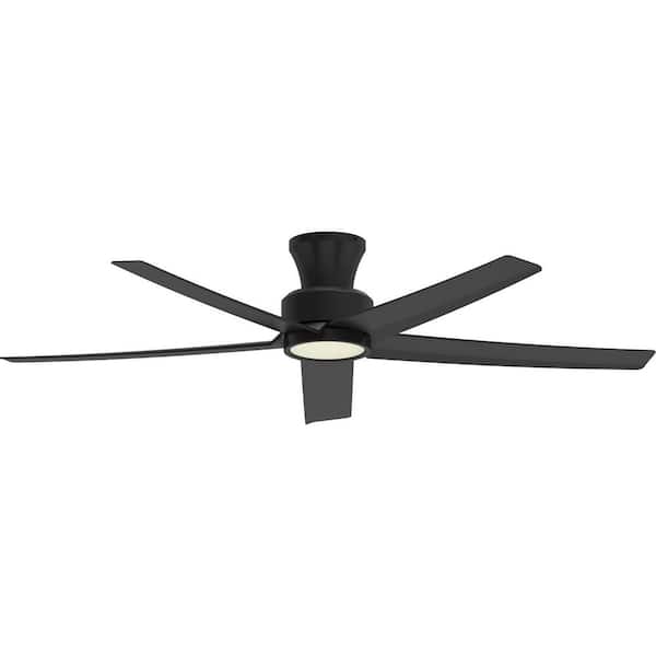 QRMOK 52 in. LED Indoor Black and Gold Ceiling Fan with