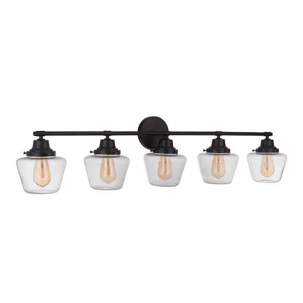 CRAFTMADE Essex 48.25 in. 5-Light Flat Black Finish Vanity Light with Clear Glass