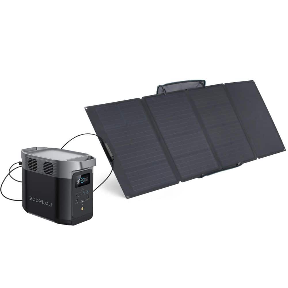 EcoFlow 1800W Output/2700W Peak Solar Generator DELTA 2 Push-Button Start Battery Generator with 400W Solar Panel, LFP Battery -  DELTA2-400W