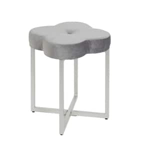 Quatrefoil Gray Velvet Vanity Seat