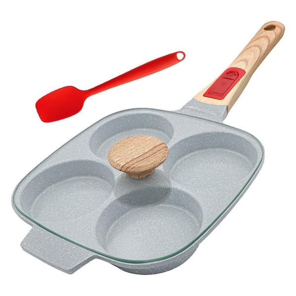 Ceramic Nonstick 4-Egg Saute Pan with Lid Induction Compatible Healthy Coating Removable Handle Blue 1 Piece