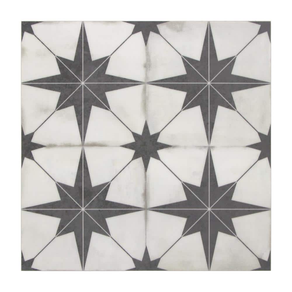 Patterned Black 9 in. x 9 in. Vinyl Peel and Stick Backsplash Stone Composi