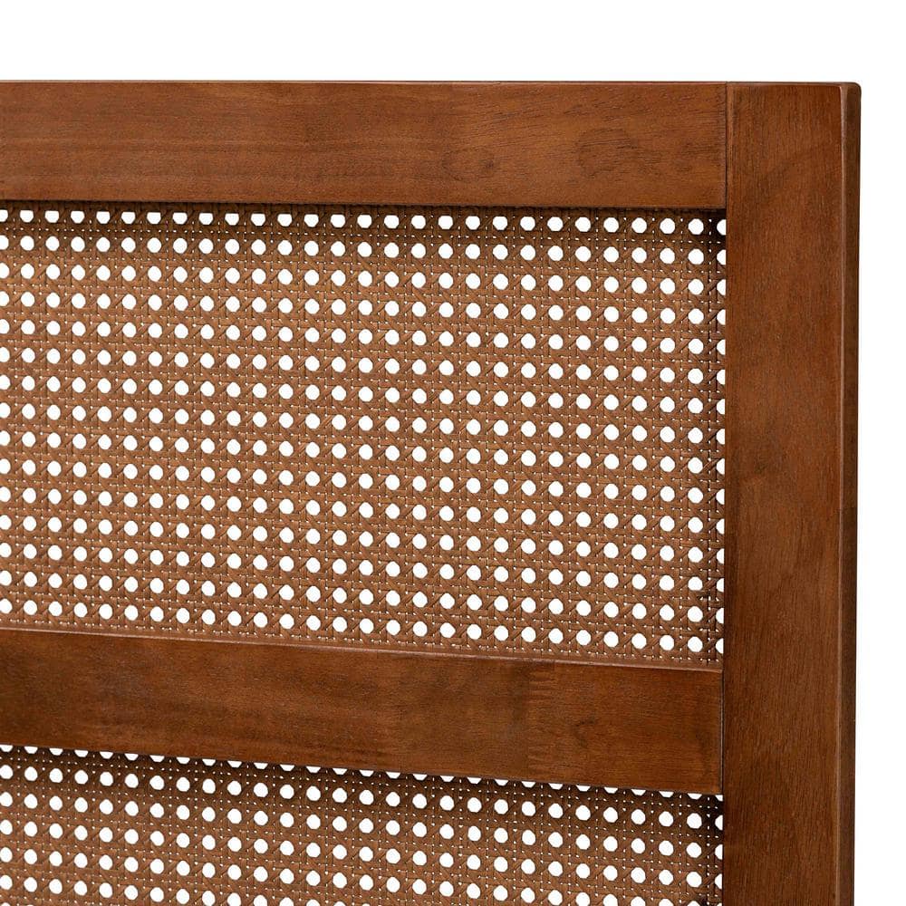 Ash Walnut King Wood Headboard with Rattan
