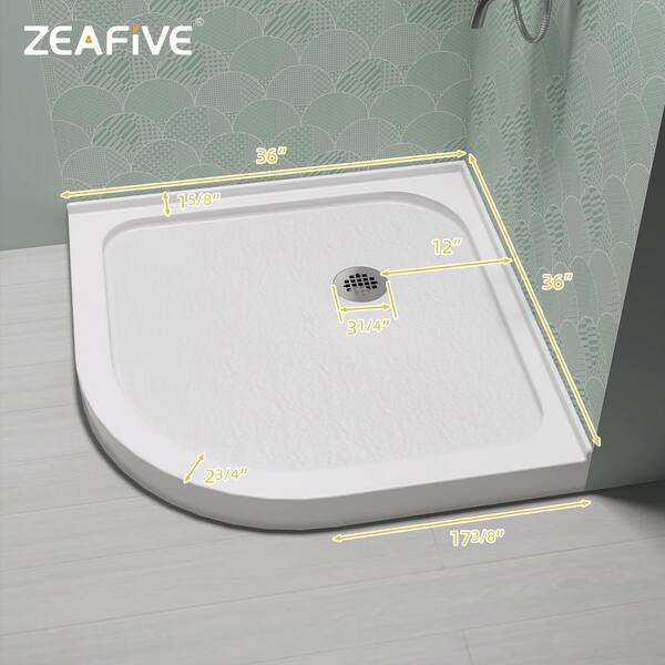 Zeafive Zeno 36 in. L x 36 in. W Sector Corner Shower Pan Zeafive Zeno 36 in. L x 36 in. W Sector Corner Shower Pan