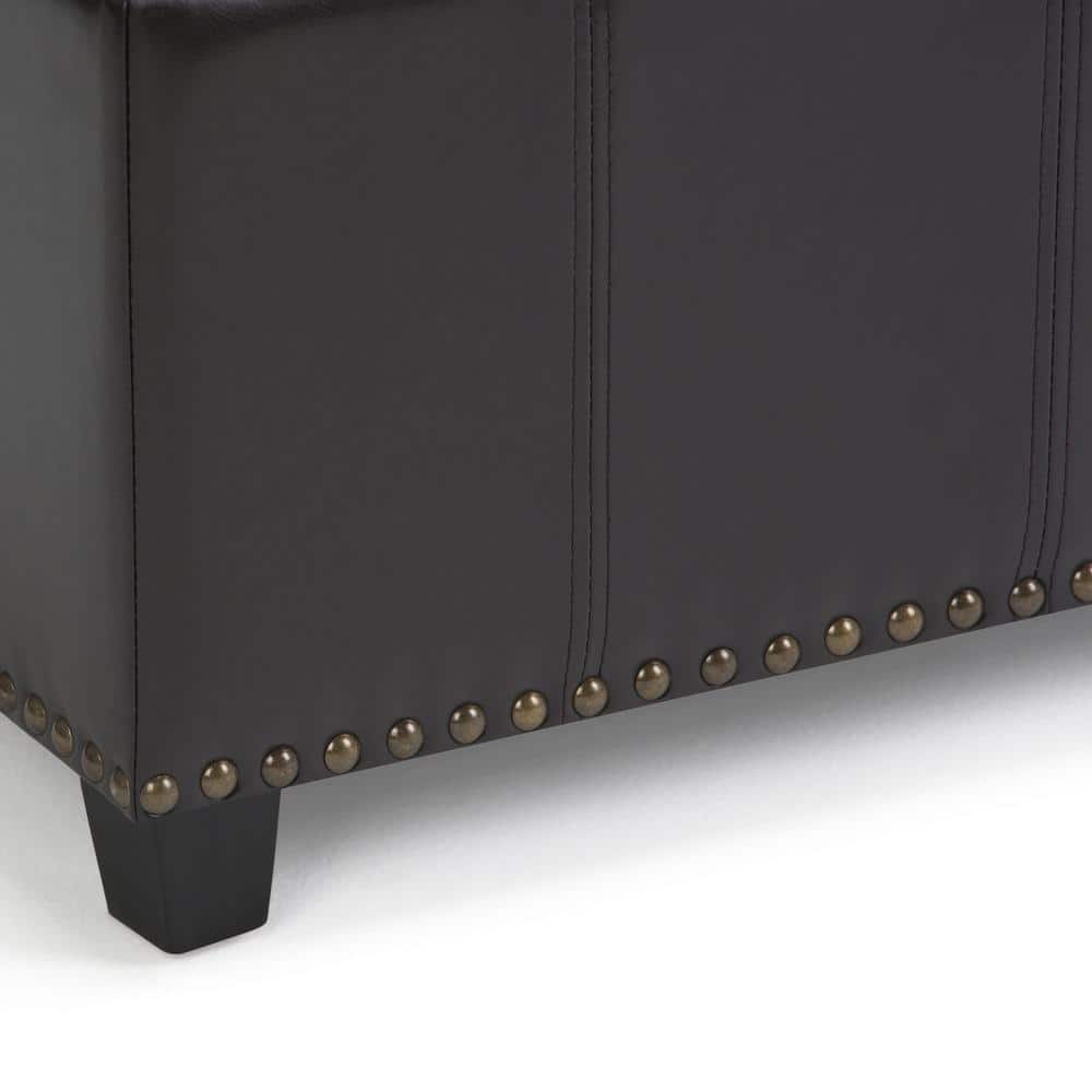 Tanner's Brown Faux Leather Rectangular Storage Bench Ottoman
