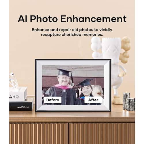 10.1 in. Black Rechargeable Digital Picture Frame with Wi-fi HD Output Resolution Smart Devices