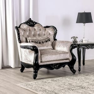 Raya Black Fabric Arm Chair With Wingback