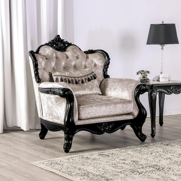 Furniture of America Raya Black Fabric Arm Chair With Wingback