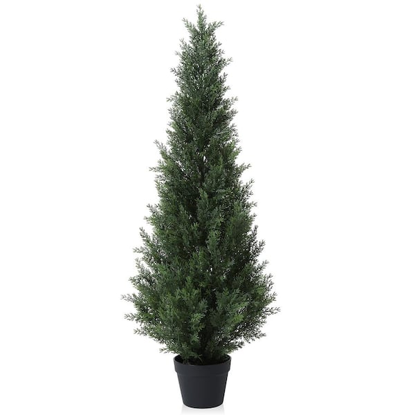 DR.Planzen 4 ft. Artificial Indoor/Outdoor Topiary Cedar Tree, Fake Cypress Trees, Fake UV Resistant Potted Plants(Set of 1)