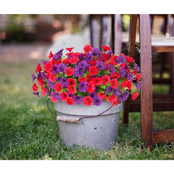 14 in. Red Indoor/Outdoor Artificial Morning Glory Flower UM55HS4