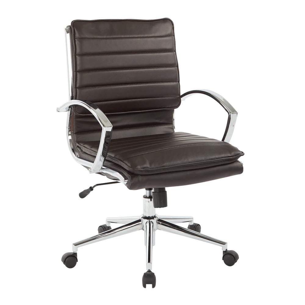 Office Star Products Mid Back Manager's Espresso Faux Leather Office