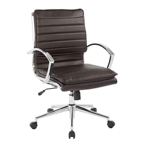 Mid Back Manager's Espresso Faux Leather Office Chair