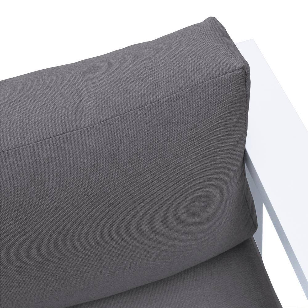 Aelani White Aluminum Outdoor Sofa with Dark Gray Cushions