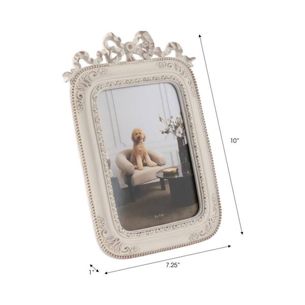 Liv & Skye 5 in. x 7 in. Ivory Resin Shabby Chic Photo Frame