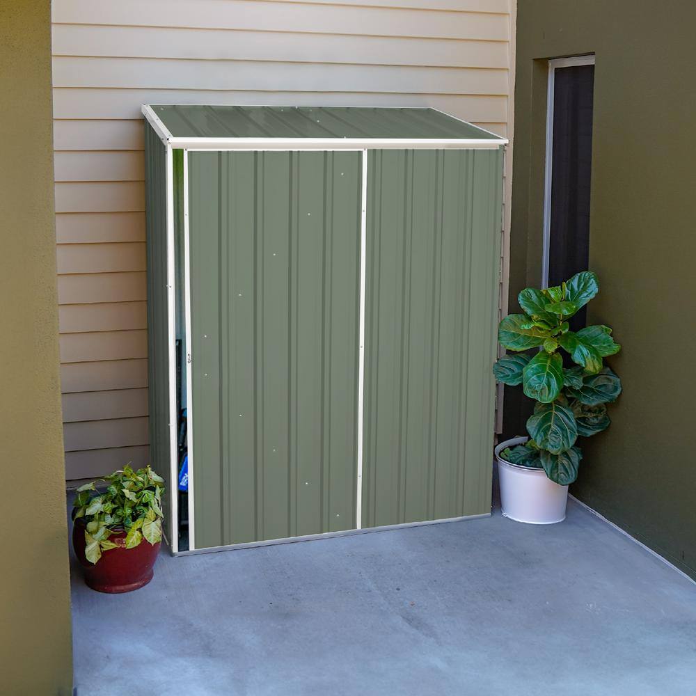 Pale Eucalypt 5' x 3' Metal Storage Shed with Sliding Door