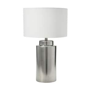 28 .25 in. Metallic Silver Glaze Table Lamp with Linen Shade
