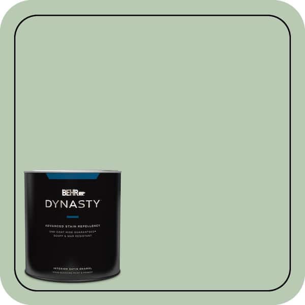 BEHR DYNASTY 1 qt. #S400-3 Healing Aloe One-Coat Hide Satin Enamel Interior Stain-Blocking Paint and Primer
