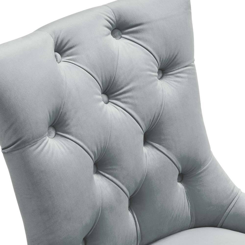 Light Gray Velvet Upholstered Parsons Side Chair with Wood Frame