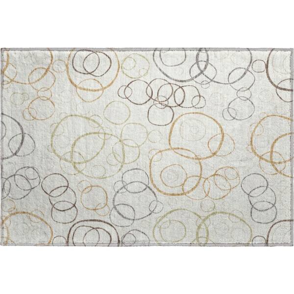 Mayfield Premium Machine Washable Abstract AMF2408 Ivory 3 ft. x 4 ft. Area Rug