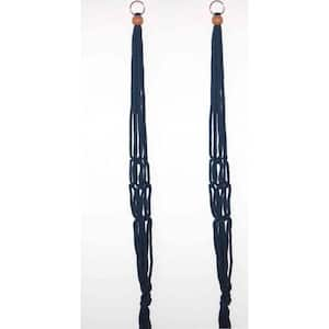 30 in. Navy Blue Polypropylene Macrame Plant Hangers (2-Pack)