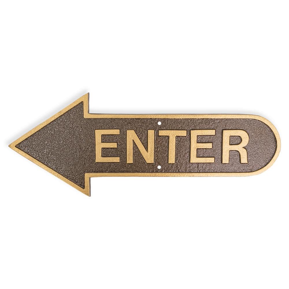 "6"" x 15.5"" Left Arrow Enter Statement Plaque Sign-Hammered Bronze" product image for price tracking
