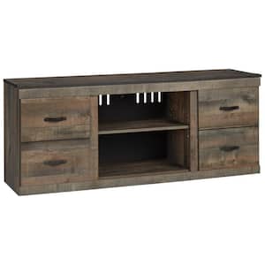 60 in. Brown Wood TV Stand Fits TVs up to 65 in. with 2-Shelves and 4-Drawers