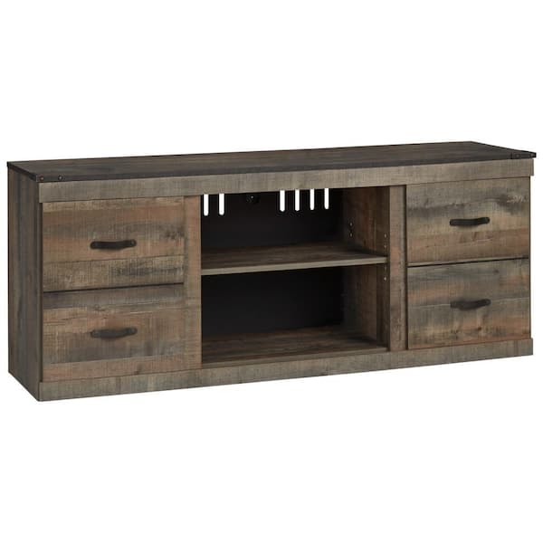 Benjara 60 in. Brown Wood TV Stand Fits TVs up to 65 in. with 2-Shelves and 4-Drawers