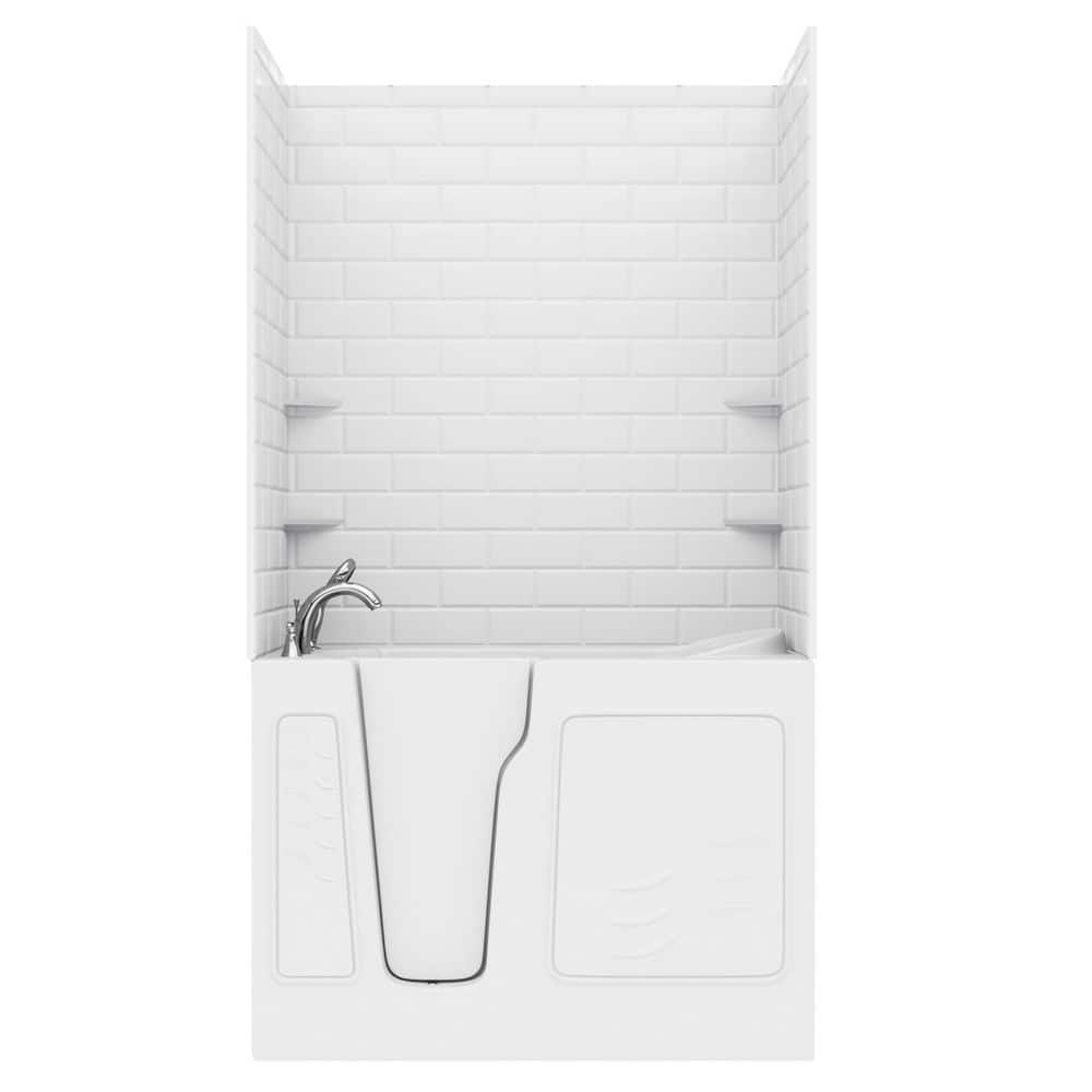 Rampart Wall Series 29 in. x 52 in. Left Side Drain Air Jetted Bathtub in White with 5x10 in. Tile Wall Kit price history on PriceWatchPro