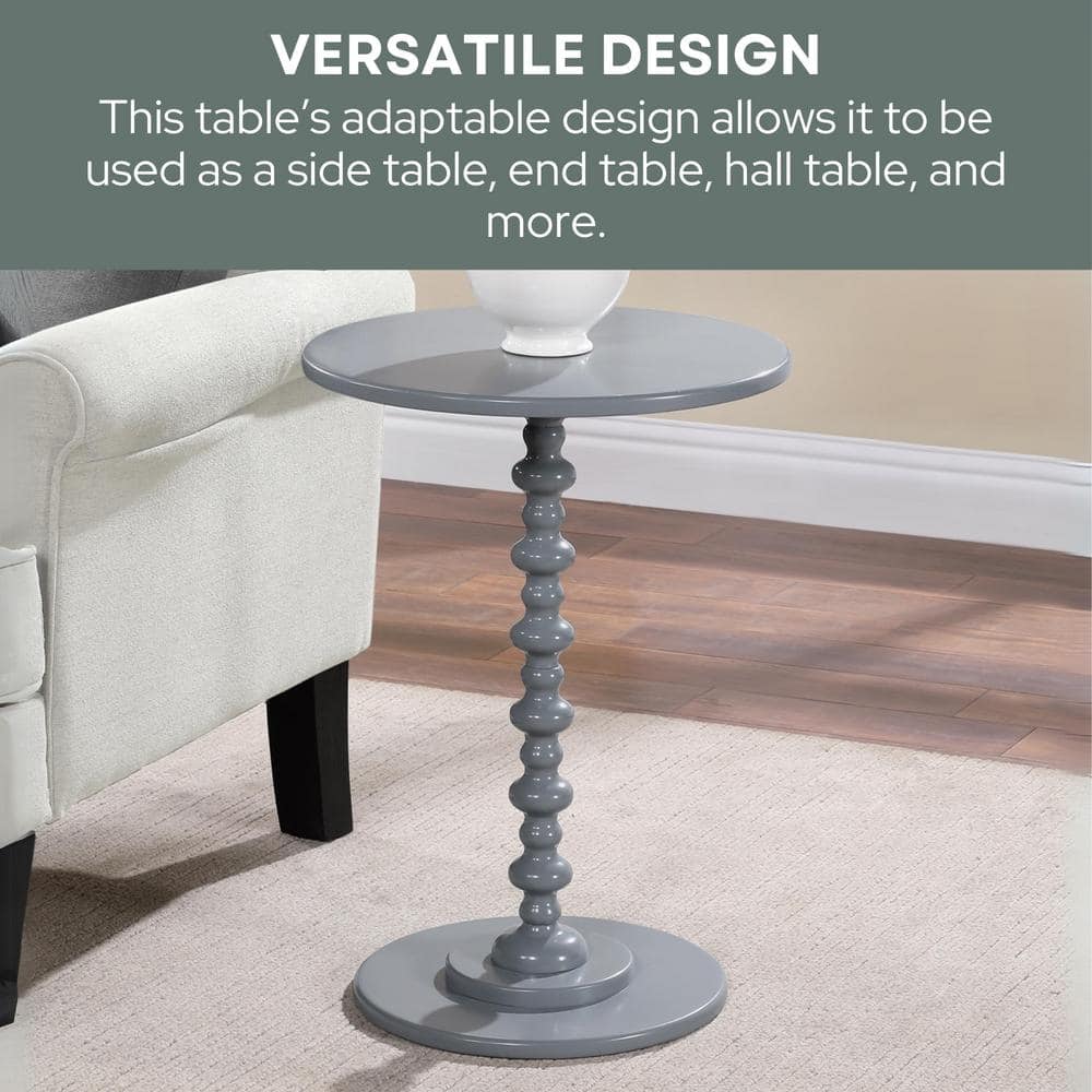 Palm Beach Gray Round Wood Spindle End Table