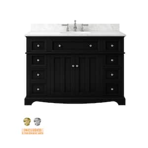 Fremont 49 in W x 22 in D x 34 in H Single Sink Bath Vanity in Black With Engineered White Marble Top