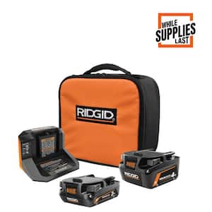RIDGID 18V MAX Output 4.0 Ah and 2.0 Ah Batteries with 18V Charger