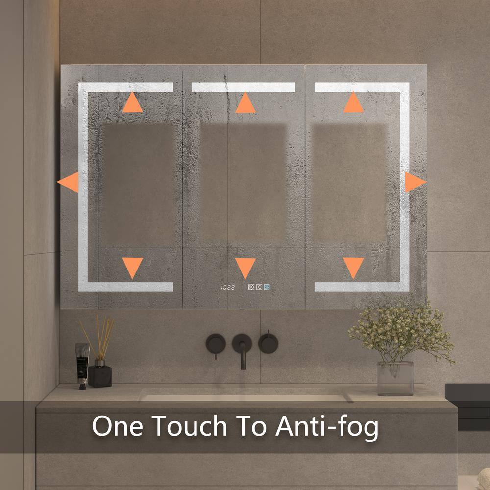 48'' x 32'' Silver Aluminum LED Medicine Cabinet with Mirror