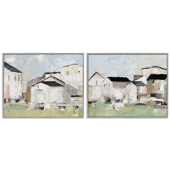 Stupell Industries Cluster of Houses View by Ethan Harper 2-Pieces Gray Framed Architecture Giclee Art Print 24 in. x 30 in.