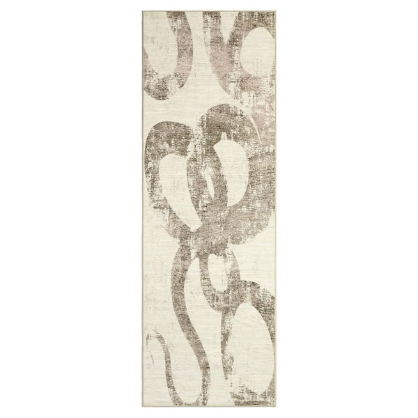 Unbranded Brown 2 ft. x 6 ft. Ultra Thin Low Pile Foldable Lightweight Snake Print Washable Polyester Area Rug