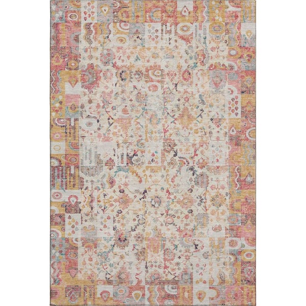 Mayfield Premium Machine Washable Abstract AMF2099 Pink 10 ft. x 14 ft. Area Rug