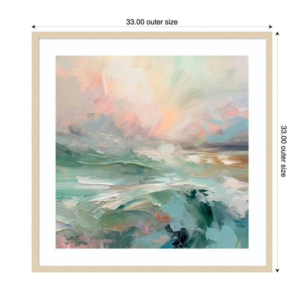 Pink Morning Abstract Coastal Landscape 33"x33" Wood Framed Wall Art