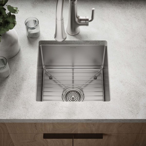 Strive 18-Gauge Stainless Steel 15 in. Undermount Bar Sink with Bowl Rack