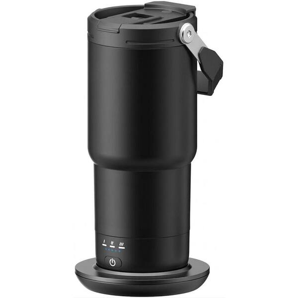 20oz Black Stainless Steel Self-Heating Travel Mug Precise Temperature Control App Portable Drinkware 1 Piece