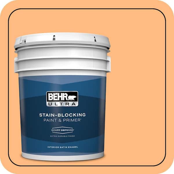 BEHR ULTRA 5 gal. #270B-4 Apricot Flower Extra Durable Satin Enamel Interior Paint & Primer
