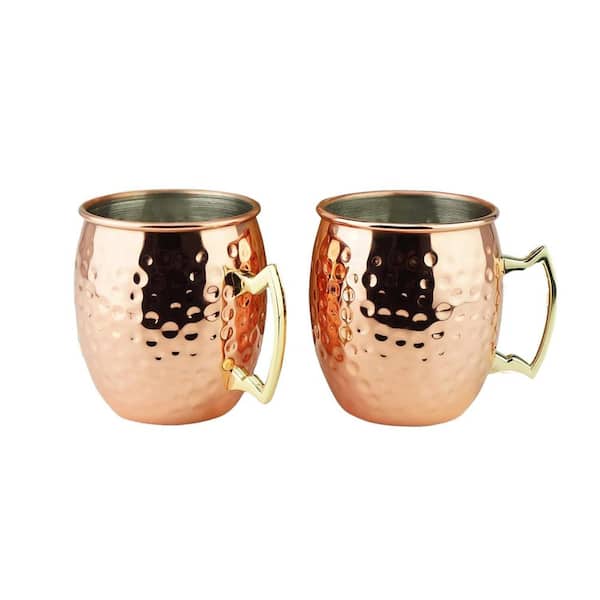 18 oz. Stainless Steel Copper Mule Mugs with Straws Shot and Brush for Cocktails Water Cold Drinks (Set of 7)