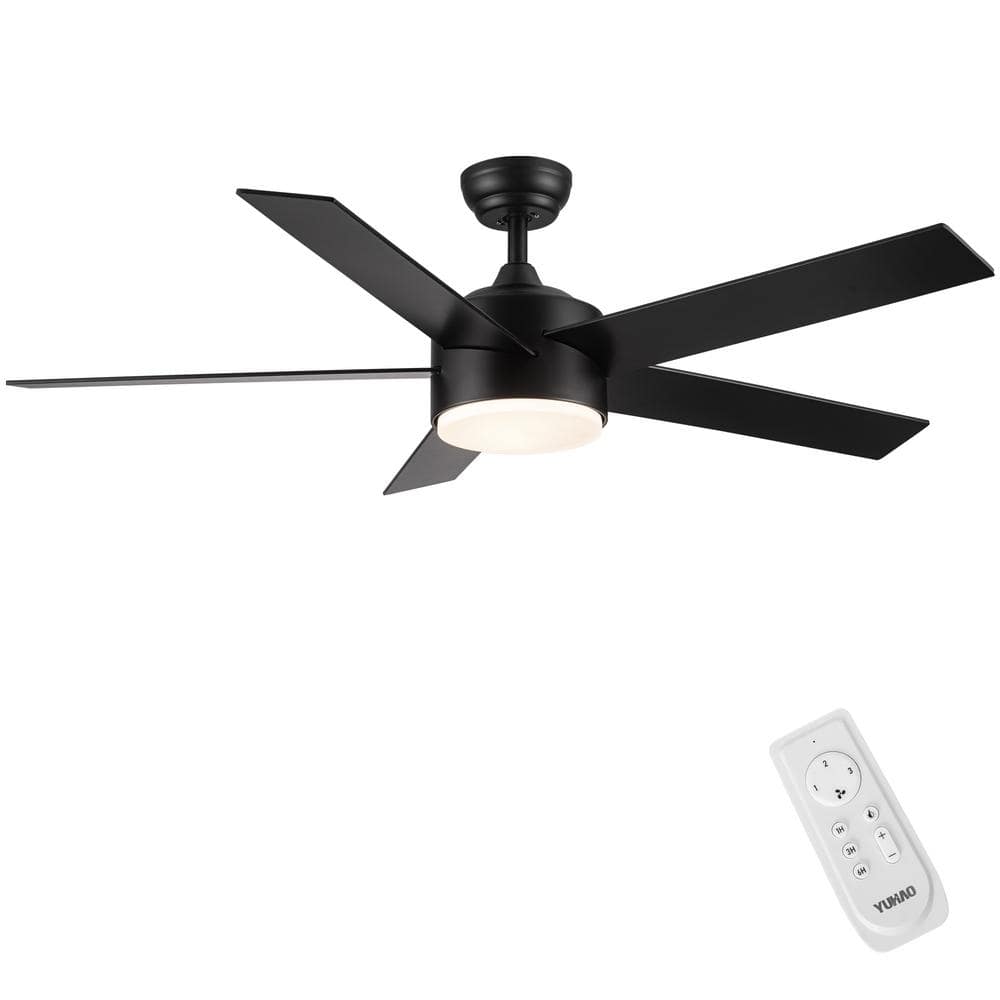 YUHAO Modern 52 in. Indoor White Downrod Mount Integrated Ceiling Fan