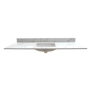 Calacatta Lumas 61 in. W x 22 in. D Engineered Marble Vanity Top in White with White Rectangle Single Sink